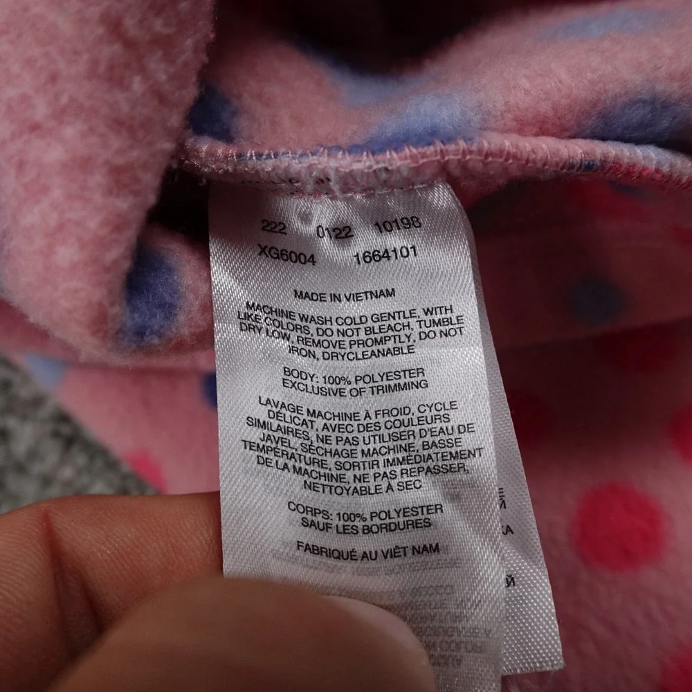 Columbia Sweater Girls XL 18/20 Pink Polka Dot Fleece Sweatshirt‎ Casual Preppy